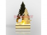Деревянная фигурка с подсветкой Елочка с оленем 12*6*21,5 см