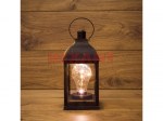 Декоративный фонарь с ретро-лампой, бронзовый корпус, размер 10.5х10.5х22,5 см, цвет теплый белый