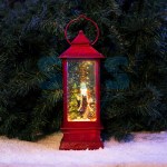 Декоративный фонарь с эффектом снегопада и подсветкой Дед Мороз, Теплый белый