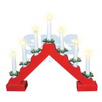 Новогодняя горка 7 свечек, цвет корпуса: Красный, цвет свечения: Теплый белый