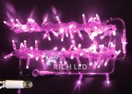Светодиодная гирлянда Rich LED 10 м, 100 LED, 220 В, соединяемая, влагозащитный колпачок, розовая, прозрачный провод,
