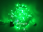 Светодиодная гирлянда Rich LED 10 м, 100 LED, 24 В, соединяемая, зеленая, мерцающая, прозрачный провод
