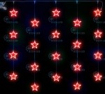 Светодиодный узорный занавес звезды Rich LED, размер 2*2 м, красный, прозрачный провод, 20 звезд, соединяемый, 220 В,