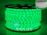 Светодиодный дюралайт Rich LED, 2-х проводной, матовый, зеленый, кратность резки 1 метр, диаметр 13 мм, 220 В,100 м.